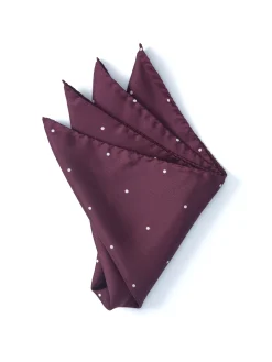 Favourbrook Burgundy Spot Silk Pocket Square- Pocket Squares