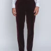 Favourbrook Burgundy Velvet Cotton Flat Front Dress Trouser- Trousers