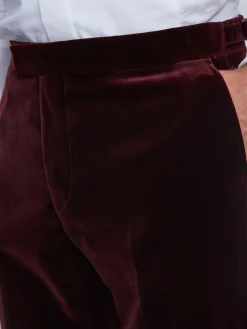 Favourbrook Burgundy Velvet Cotton Flat Front Dress Trouser- Trousers