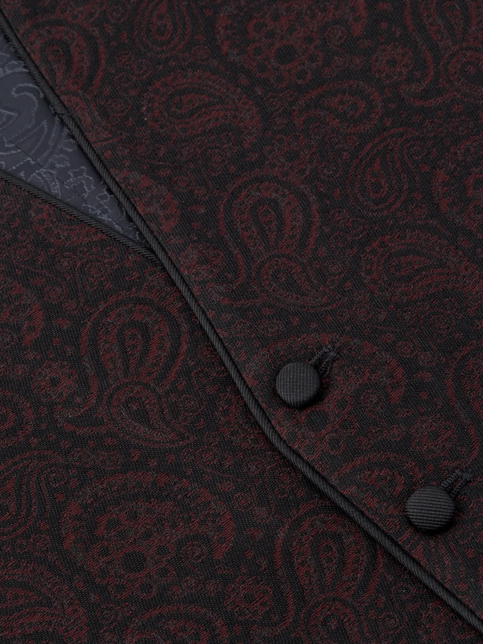 Favourbrook Burgundy Vincent Wool Single Breasted 4 Button Piped Waistcoat- Waistcoats | Single Breasted Waistcoats