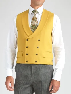Favourbrook Butterscotch Wool Double Breasted 8 Button Shawl Lapel Waistcoat- Waistcoats | Royal Ascot Waistcoats