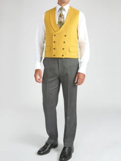 Favourbrook Butterscotch Wool Double Breasted 8 Button Shawl Lapel Waistcoat- Waistcoats | Royal Ascot Waistcoats
