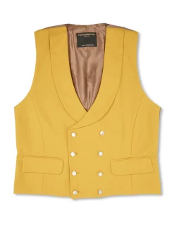Favourbrook Butterscotch Wool Double Breasted 8 Button Shawl Lapel Waistcoat- Waistcoats | Royal Ascot Waistcoats