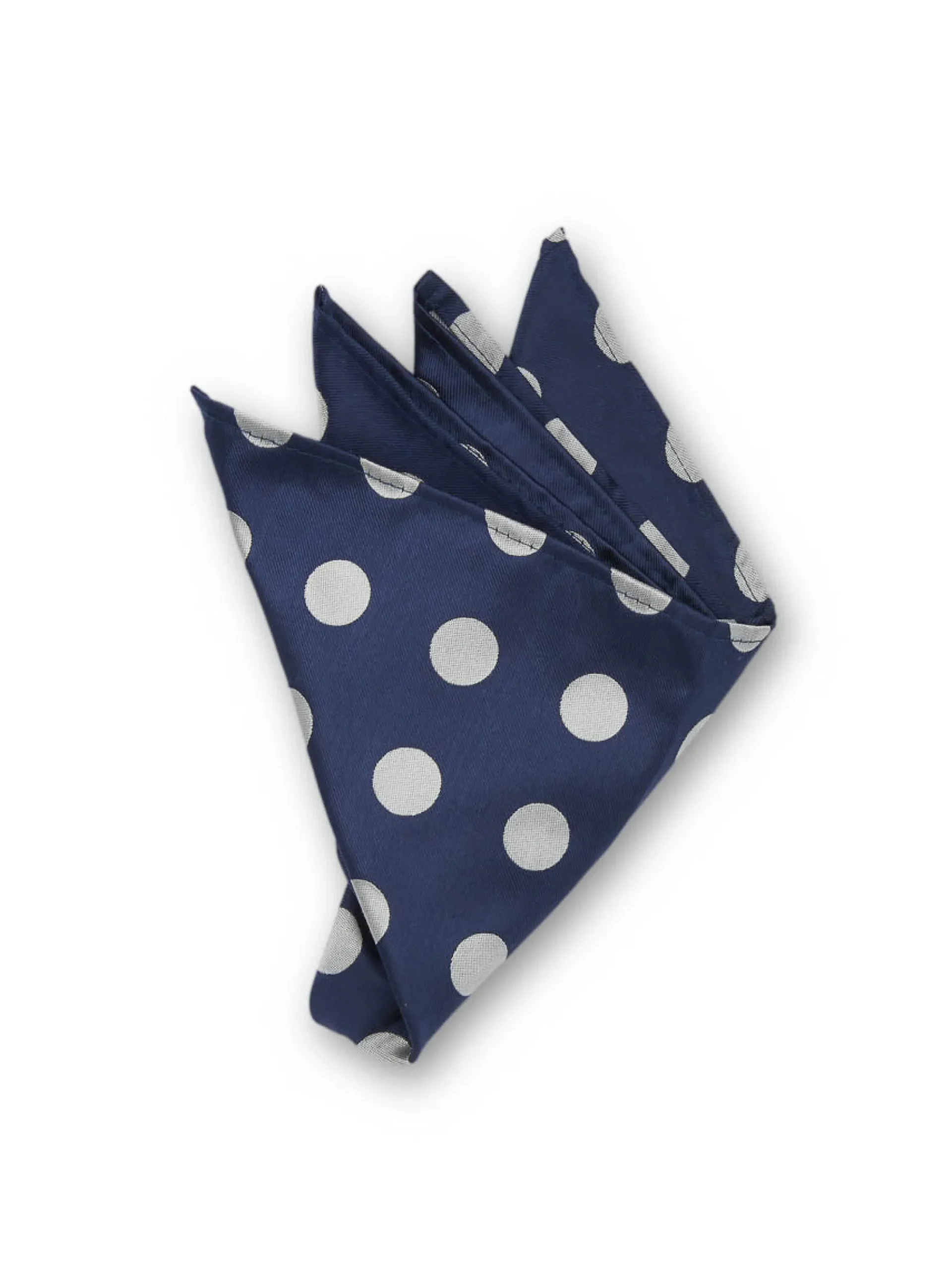 Favourbrook Cambridge Spot Navy/Silver Silk Pocket Square- Pocket Squares