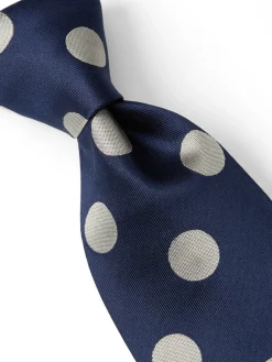 Favourbrook Cambridge Spot Navy/Silver Silk Tie- Ties