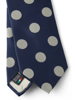 Favourbrook Cambridge Spot Navy/Silver Silk Tie- Ties