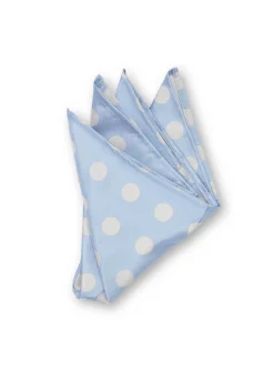 Favourbrook Cambridge Spot Sky/Cream Silk Pocket Square- Pocket Squares