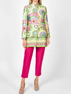 Favourbrook Camden Jacket Pink Green Rockingham Silk Satin-Women Short Jackets | Jackets & Coats