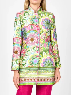 Favourbrook Camden Jacket Pink Green Rockingham Silk Satin-Women Short Jackets | Jackets & Coats