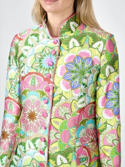 Favourbrook Camden Jacket Pink Green Rockingham Silk Satin-Women Short Jackets | Jackets & Coats