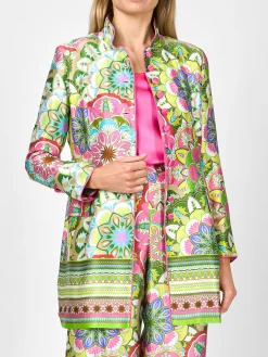 Favourbrook Camden Jacket Pink Green Rockingham Silk Satin-Women Short Jackets | Jackets & Coats