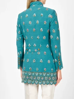 Favourbrook Camden Jacket Teal Wimbourne Linen-Women Short Jackets | Jackets & Coats