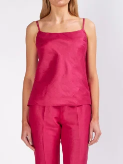 Favourbrook Camisole Bias Top Fuchsia Silverstone Silk Linen-Women Tops & Blouses