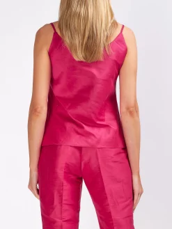 Favourbrook Camisole Bias Top Fuchsia Silverstone Silk Linen-Women Tops & Blouses