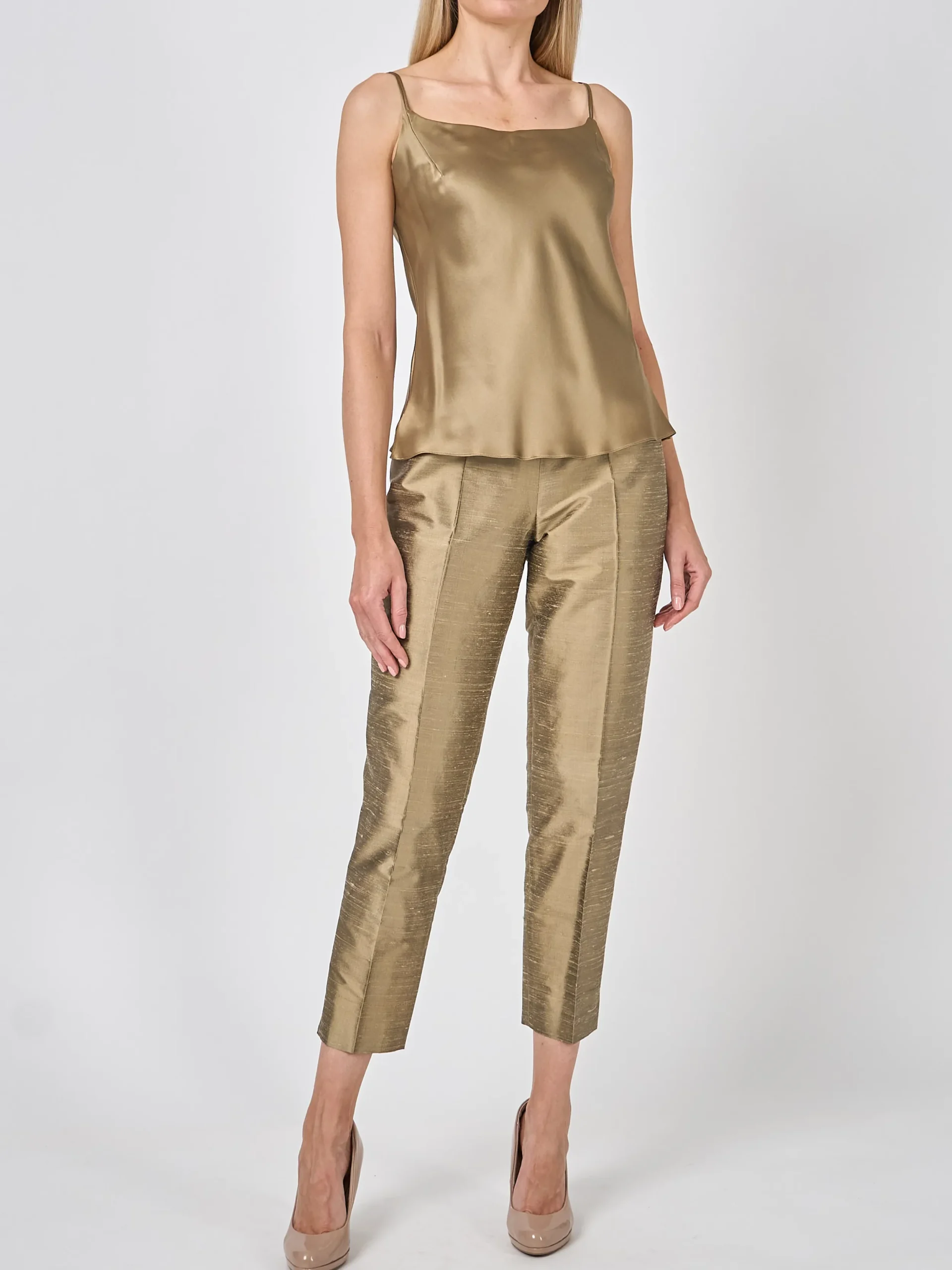 Favourbrook Camisole Bias Top Hay Gold Silk Crepe Satin-Women Eveningwear | Eveningwear