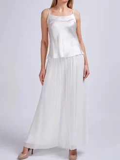 Favourbrook Camisole Bias Top Ivory Silk Crepe Satin-Women Tops & Blouses