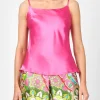 Favourbrook Camisole Bias Top Lipstick Pink Silk Crepe Satin-Women Tops & Blouses