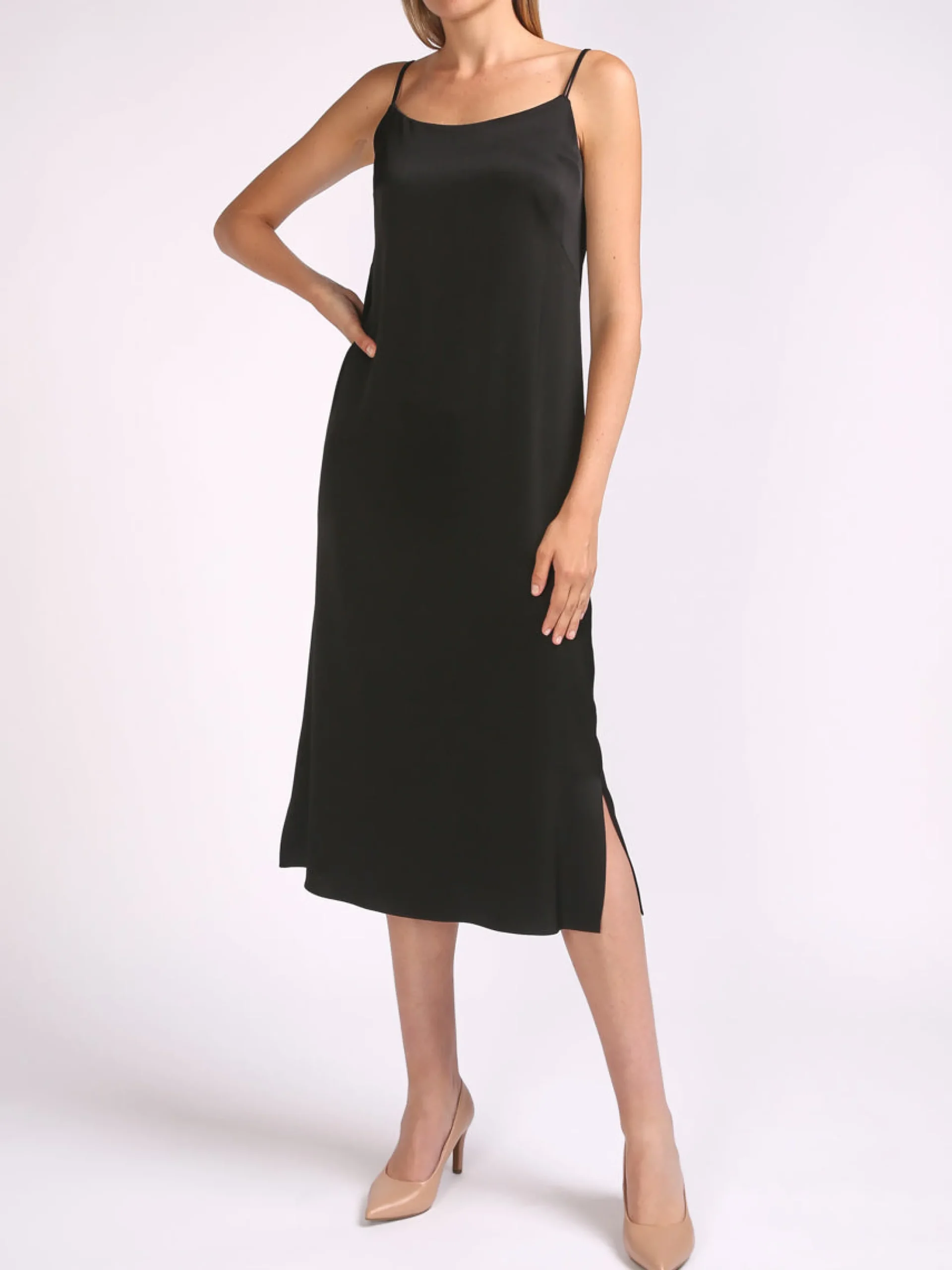 Favourbrook Camisole Dress Black Heavy Crepe Satin-Women Eveningwear | Eveningwear