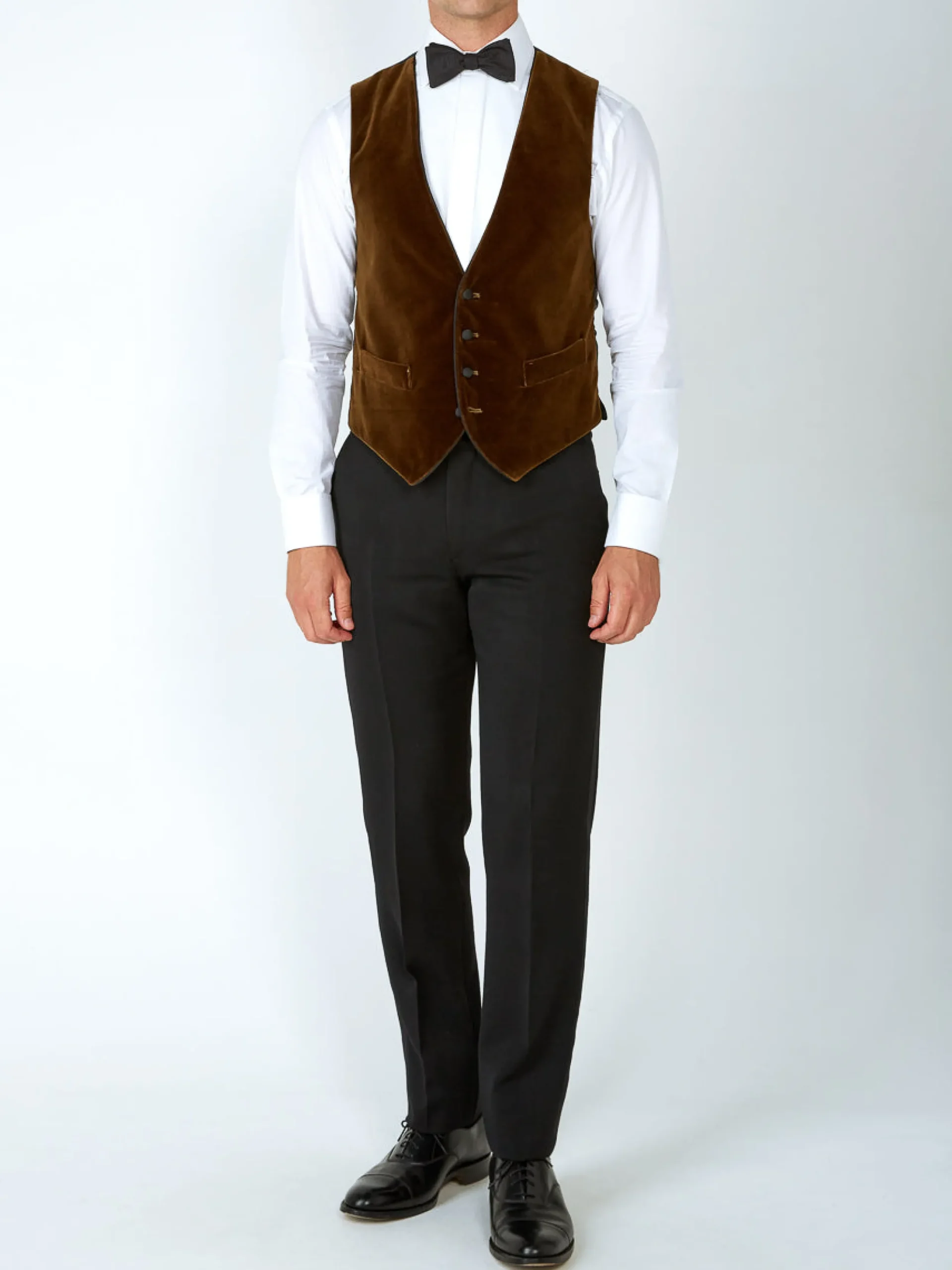 Favourbrook Cardamon Velvet Cotton Single Breasted 4 Button Piped Waistcoat- Waistcoats | Evening Waistcoats