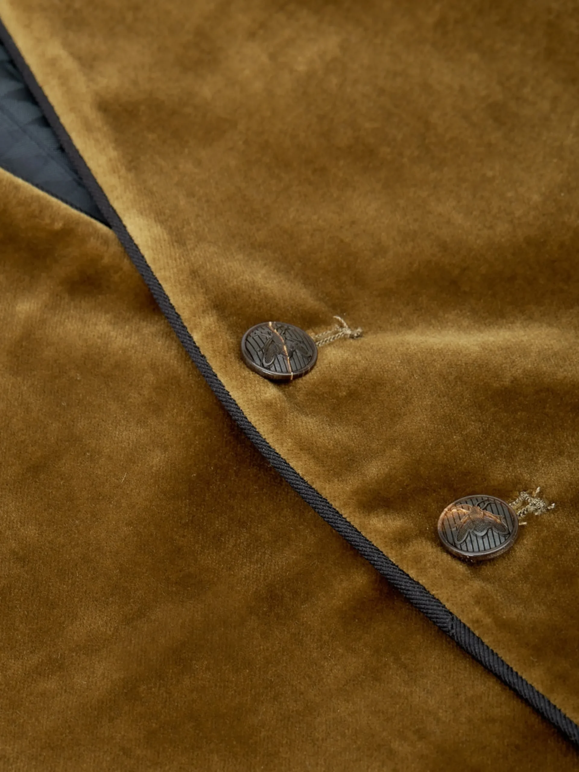 Favourbrook Cardamon Velvet Cotton Single Breasted 4 Button Piped Waistcoat- Waistcoats | Evening Waistcoats