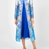 Favourbrook Carnaby Coat Blue Puccini Silk Satin-Women Mother Of The Bride | Jackets & Coats