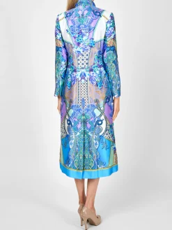 Favourbrook Carnaby Coat Blue Puccini Silk Satin-Women Mother Of The Bride | Jackets & Coats