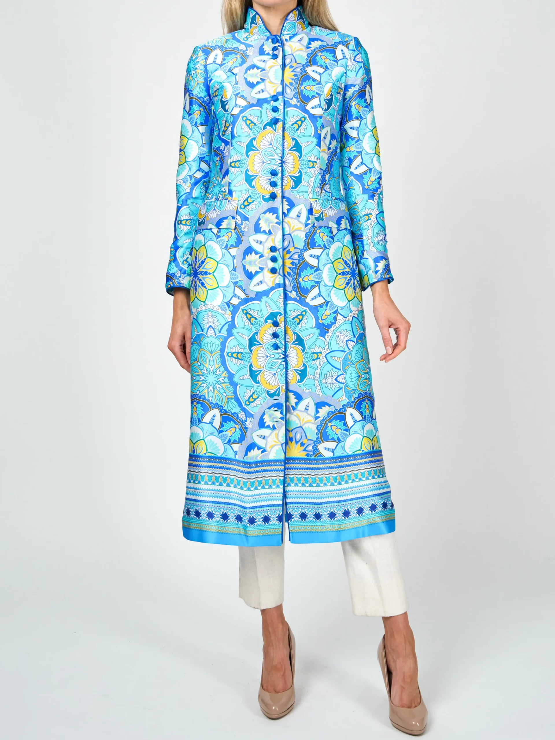 Favourbrook Carnaby Coat Blue Rockingham Silk Satin-Women Mother Of The Bride | Jackets & Coats