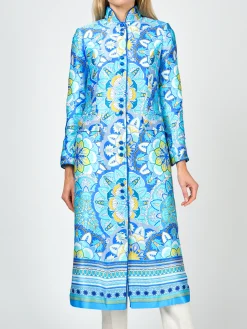 Favourbrook Carnaby Coat Blue Rockingham Silk Satin-Women Mother Of The Bride | Jackets & Coats