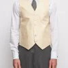 Favourbrook Champagne Romanoff Silk Single Breasted 6 Button Waistcoat- Waistcoats | Single Breasted Waistcoats