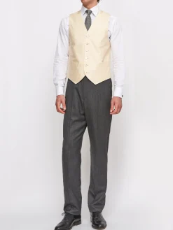 Favourbrook Champagne Romanoff Silk Single Breasted 6 Button Waistcoat- Waistcoats | Single Breasted Waistcoats