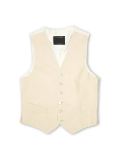 Favourbrook Champagne Romanoff Silk Single Breasted 6 Button Waistcoat- Waistcoats | Single Breasted Waistcoats