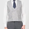 Favourbrook Charcoal Culcross Linen Double Breasted 8 Button Shawl Lapel Waistcoat- Waistcoats | Shawl Lapel Waistcoats