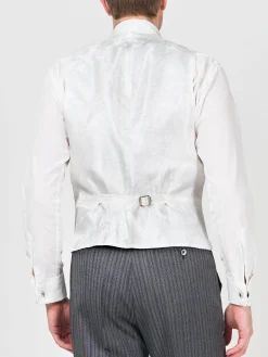 Favourbrook Charcoal Culcross Linen Double Breasted 8 Button Shawl Lapel Waistcoat- Waistcoats | Shawl Lapel Waistcoats