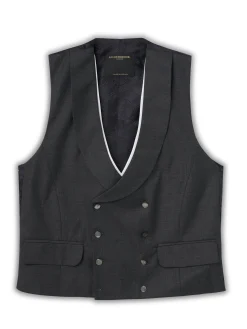 Favourbrook Charcoal Furlong Double Breasted Shawl Lapel Waistcoat with Marcella Slip- Waistcoats | Shawl Lapel Waistcoats