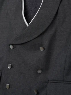 Favourbrook Charcoal Furlong Double Breasted Shawl Lapel Waistcoat with Marcella Slip- Waistcoats | Shawl Lapel Waistcoats