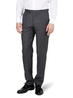 Favourbrook Charcoal Furlong Wool High Waisted Flat Front Trouser- Trousers
