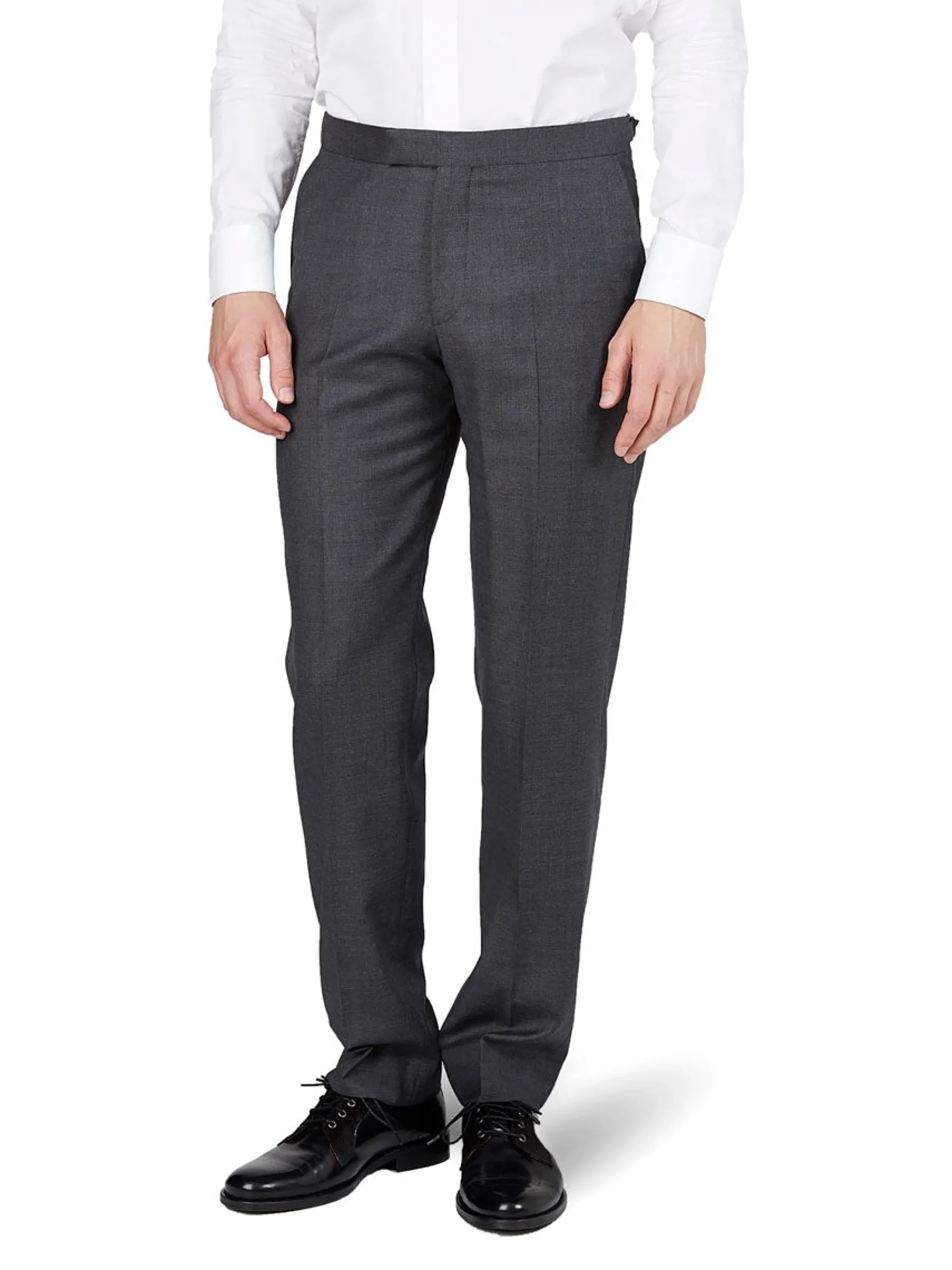 Favourbrook Charcoal Furlong Wool High Waisted Flat Front Trouser- Trousers