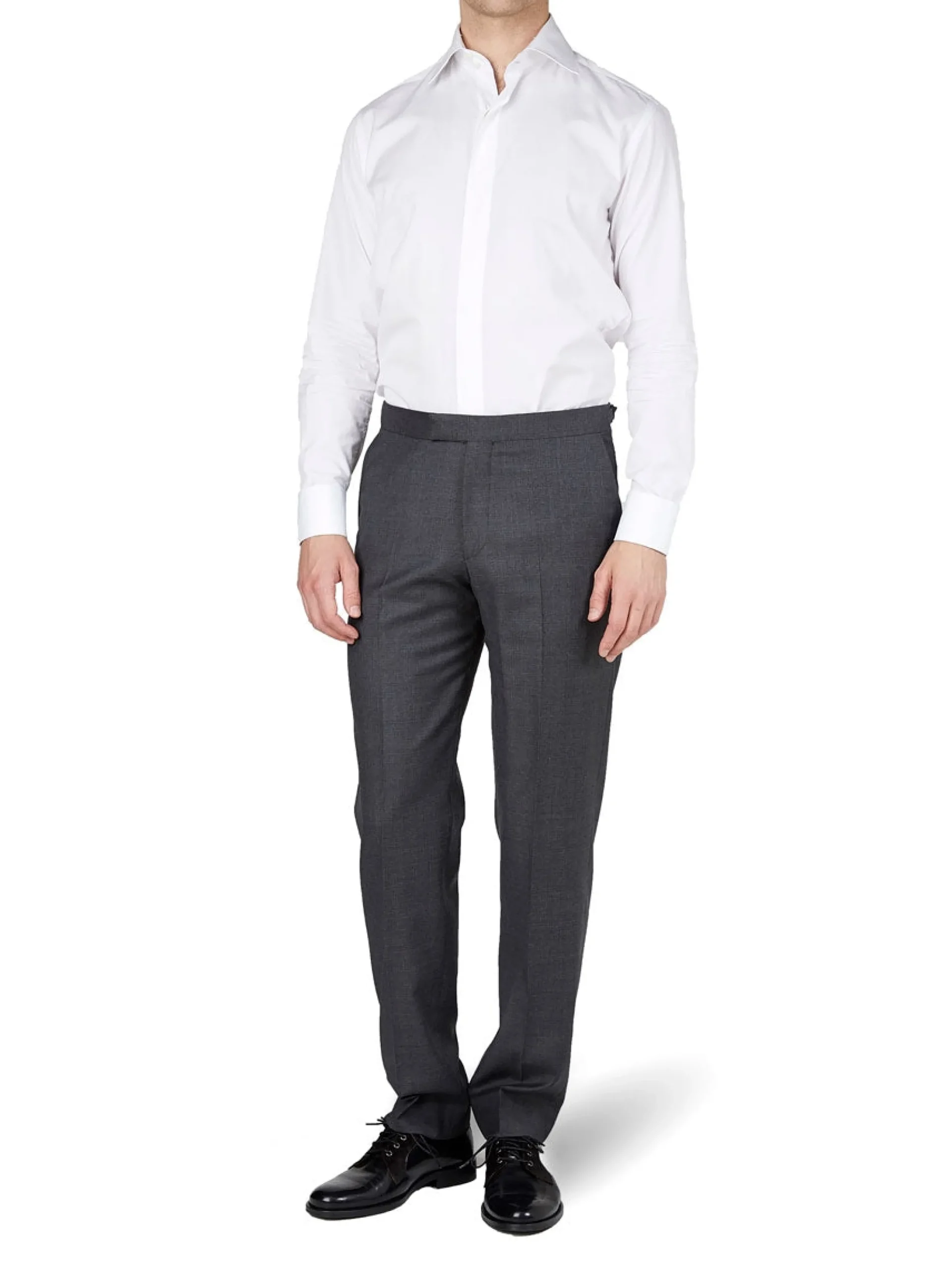 Favourbrook Charcoal Furlong Wool High Waisted Flat Front Trouser- Trousers