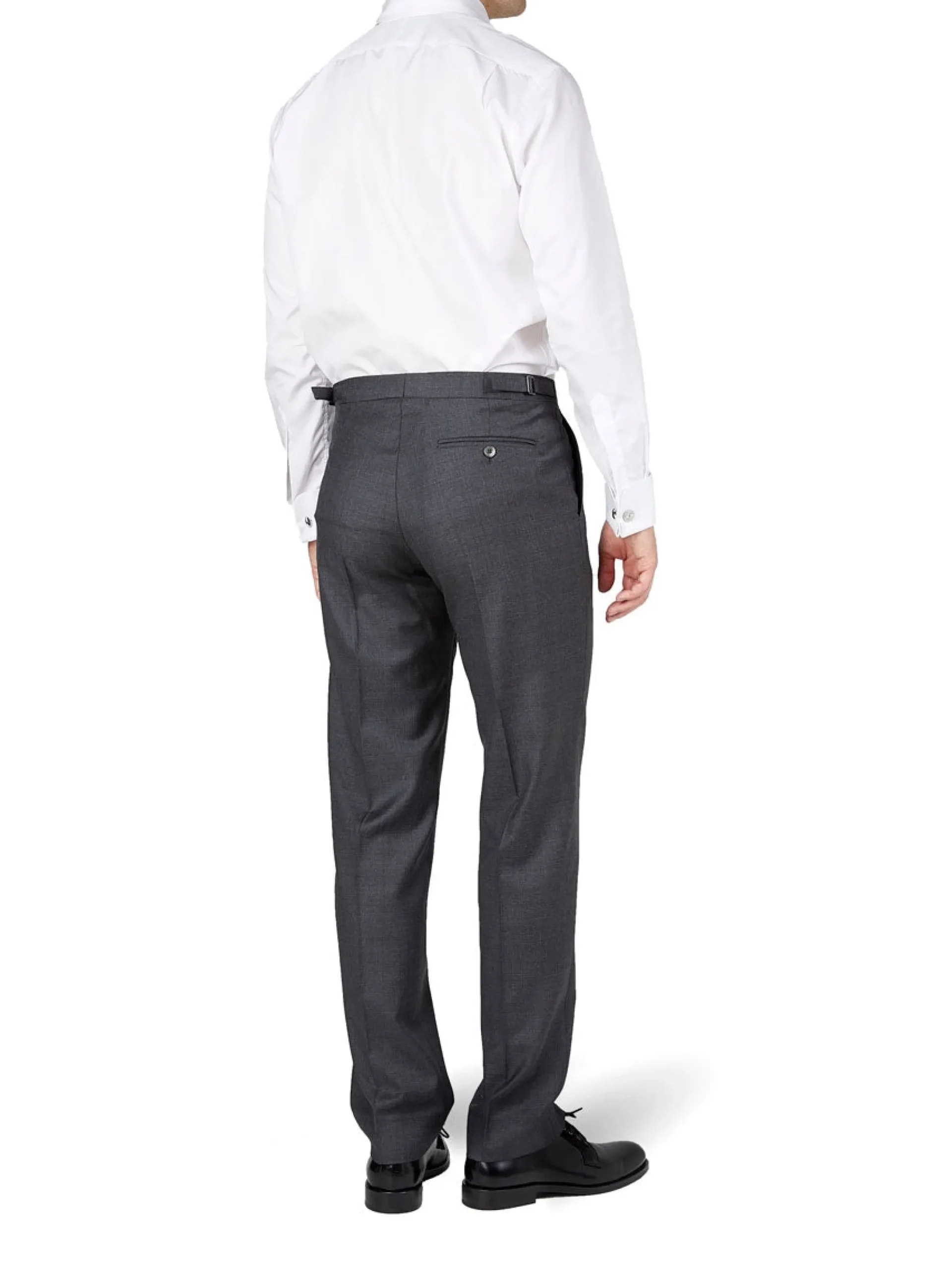 Favourbrook Charcoal Furlong Wool High Waisted Flat Front Trouser- Trousers