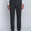 Favourbrook Charcoal Windsor Herringbone High Waisted Flat Front Trousers- Wedding Attire | Trousers