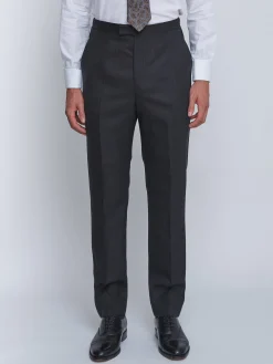 Favourbrook Charcoal Windsor Herringbone High Waisted Flat Front Trousers- Wedding Attire | Trousers