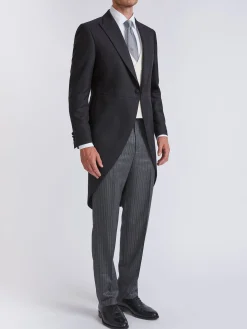 Favourbrook Charcoal Windsor Herringbone Wool Morning Coat- Wedding Attire | Occasionwear