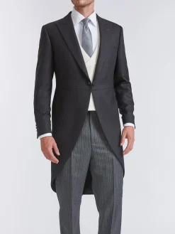 Favourbrook Charcoal Windsor Herringbone Wool Morning Coat- Wedding Attire | Occasionwear