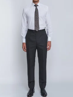 Favourbrook Charcoal Windsor Herringbone High Waisted Flat Front Trousers- Wedding Attire | Trousers