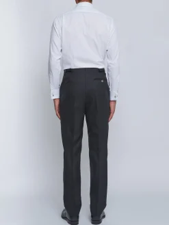 Favourbrook Charcoal Windsor Herringbone High Waisted Flat Front Trousers- Wedding Attire | Trousers