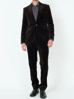 Favourbrook Chocolate Brown Velvet Cotton Newport Jacket- Velvet Jackets | Suits