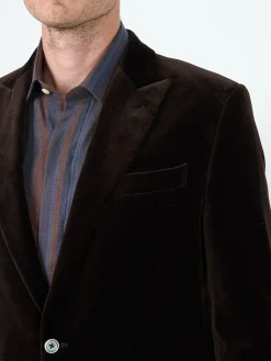 Favourbrook Chocolate Brown Velvet Cotton Newport Jacket- Velvet Jackets | Suits