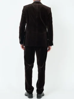 Favourbrook Chocolate Brown Velvet Cotton Newport Jacket- Velvet Jackets | Suits