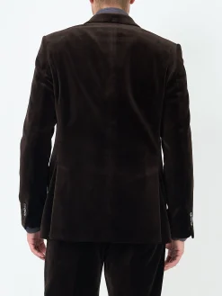 Favourbrook Chocolate Brown Velvet Cotton Newport Jacket- Velvet Jackets | Suits