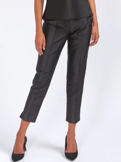 Favourbrook Cigarette Trousers Black Silk Douppion-Women Eveningwear | Eveningwear